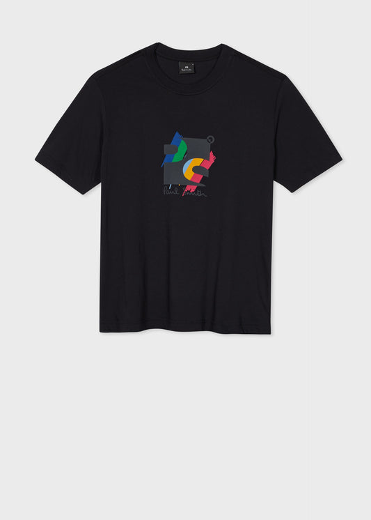 PAUL SMITH PS SQUARE LOGO COTTON T-SHIRT BLACK LARGE RRP £75 BNWT
