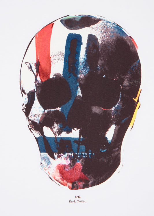 PAUL SMITH PS RED/BLUE SKULL COTTON T-SHIRT WHITE RRP £70 BNWT