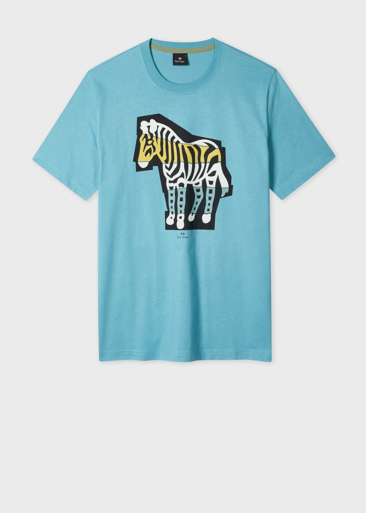 PAUL SMITH PS ZEBRA CUT OUT PRINT COTTON T-SHIRT LIGHT TEAL BLUE RRP £75 NEW