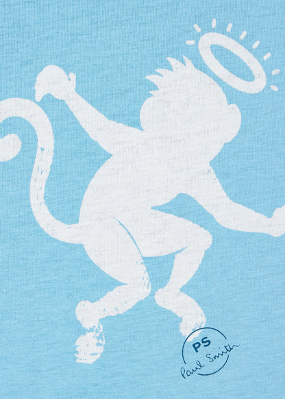 PAUL SMITH ANGEL MONKEY ORGANIC COTTON T-SHIRT LIGHT BLUE 2XL RRP £70 BNWT