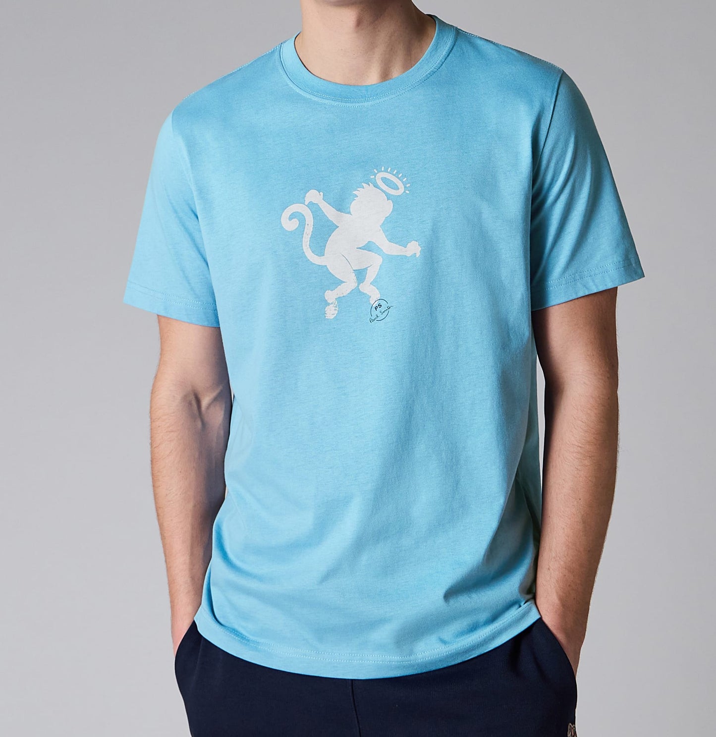 PAUL SMITH ANGEL MONKEY ORGANIC COTTON T-SHIRT LIGHT BLUE 2XL RRP £70 BNWT