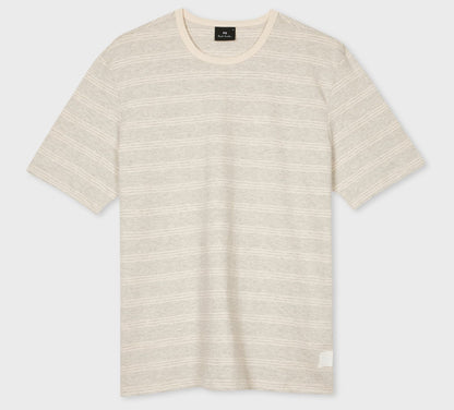 PAUL SMITH PS STRIPED MARL COTTON T-SHIRT ECRU 2XL RRP £85 BNWT