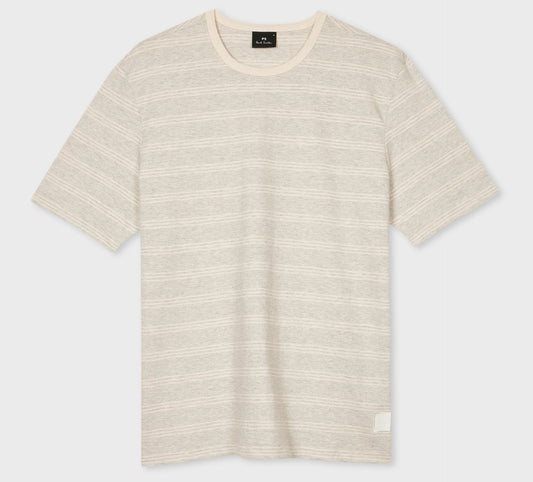 PAUL SMITH PS STRIPED MARL COTTON T-SHIRT ECRU 2XL RRP £85 BNWT