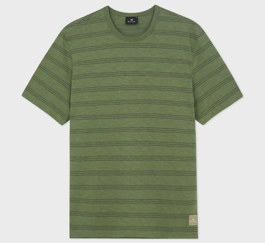 PAUL SMITH PS STRIPED MARL COTTON T-SHIRT GREEN RRP £85 BNWT