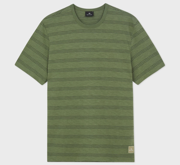 PAUL SMITH PS STRIPED MARL COTTON T-SHIRT GREEN RRP £85 BNWT