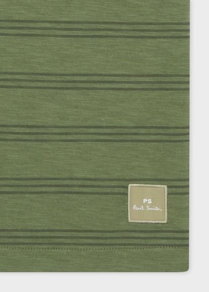 PAUL SMITH PS STRIPED MARL COTTON T-SHIRT GREEN RRP £85 BNWT