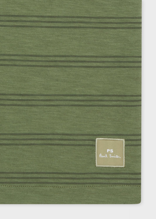 PAUL SMITH PS STRIPED MARL COTTON T-SHIRT GREEN RRP £85 BNWT