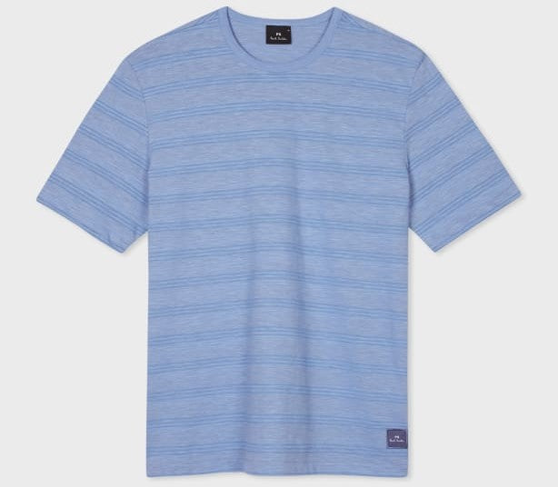 PAUL SMITH PS STRIPED MARL COTTON T-SHIRT BLUE 2XL RRP £85 BNWT