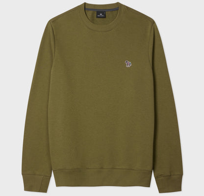 PAUL SMITH PS ZEBRA LOGO CREW NECK SWEATSHIRT KHAKI GREEN (36E) RRP £125 NEW