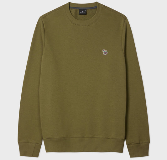 PAUL SMITH PS ZEBRA LOGO CREW NECK SWEATSHIRT KHAKI GREEN (36E) RRP £125 NEW