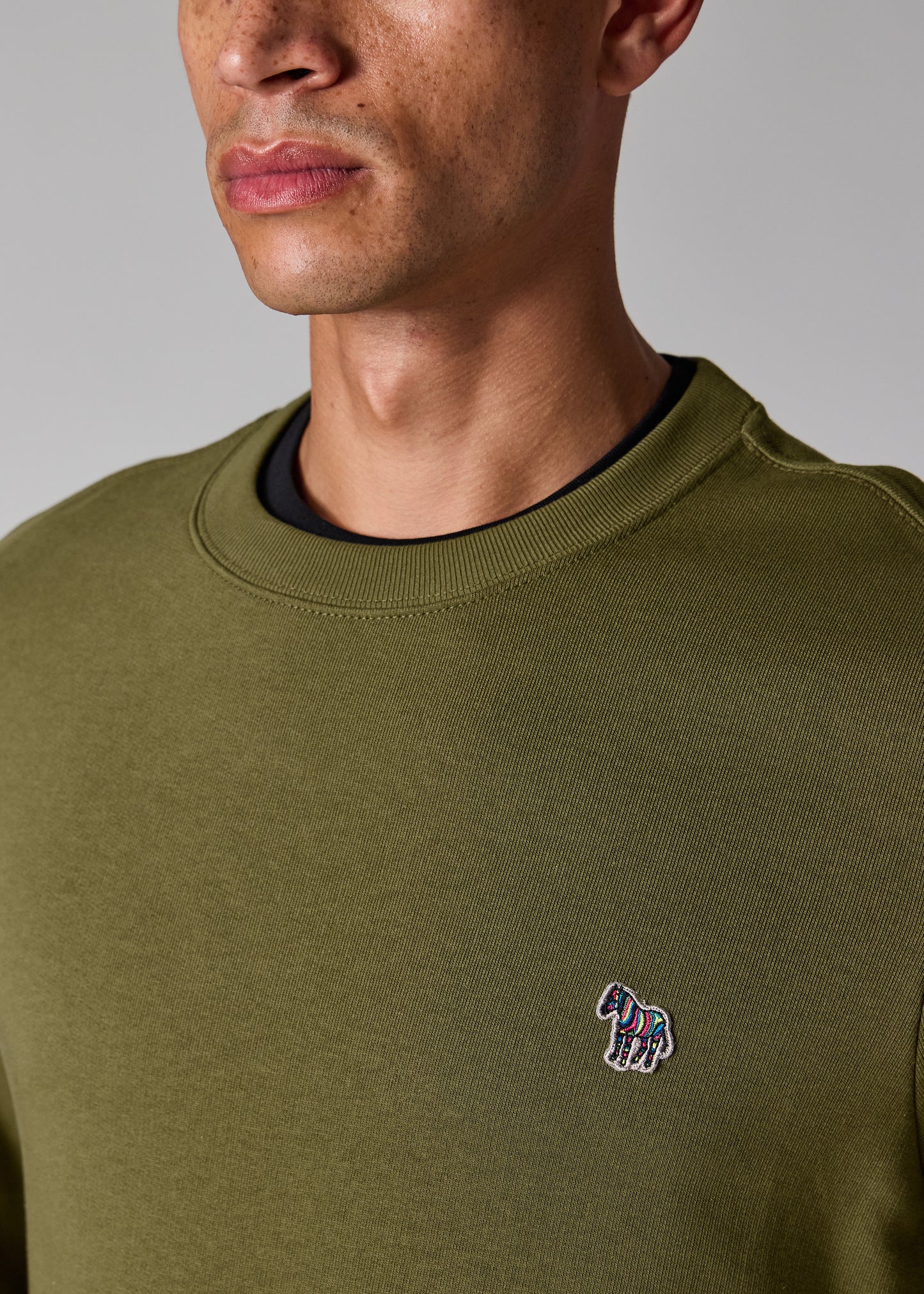 PAUL SMITH PS ZEBRA LOGO CREW NECK SWEATSHIRT KHAKI GREEN (36E) RRP £125 NEW