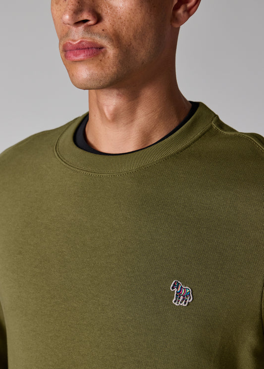 PAUL SMITH PS ZEBRA LOGO CREW NECK SWEATSHIRT KHAKI GREEN (36E) RRP £125 NEW