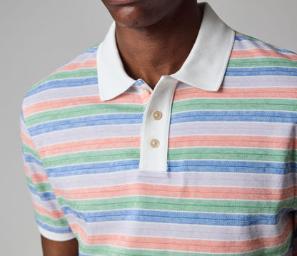PAUL SMITH PS MULTICOLOUR STRIPE COTTON POLO SHIRT WHITE/MULTI 2XL RRP £100 BNWT