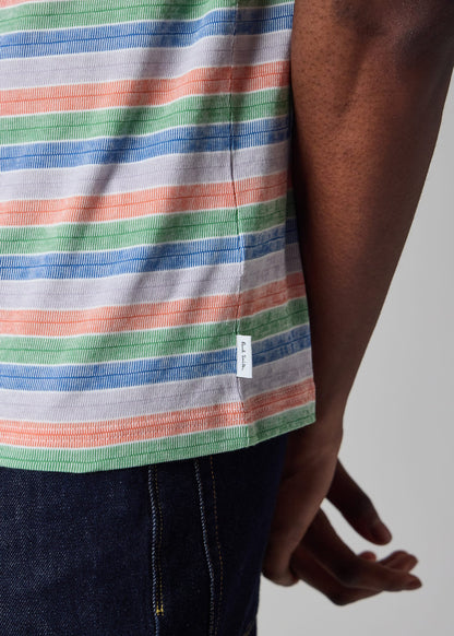 PAUL SMITH PS MULTICOLOUR STRIPE COTTON POLO SHIRT WHITE/MULTI 2XL RRP £100 BNWT