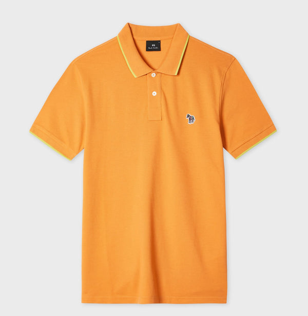 PAUL SMITH PS ZEBRA TIPPED PIQUE COTTON POLO SHIRT ORANGE M RRP £90 BNWT
