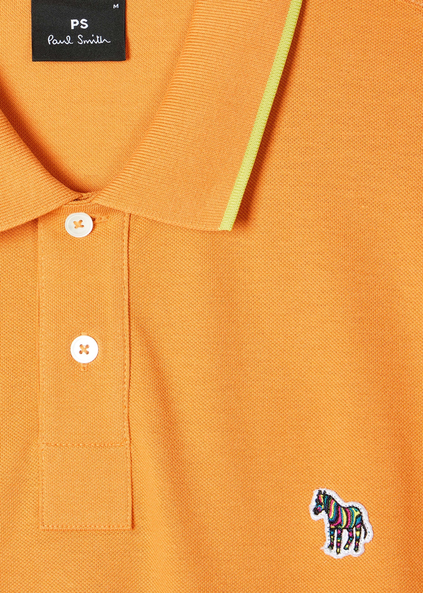 PAUL SMITH PS ZEBRA TIPPED PIQUE COTTON POLO SHIRT ORANGE M RRP £90 BNWT