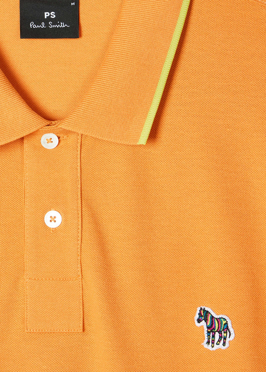 PAUL SMITH PS ZEBRA TIPPED PIQUE COTTON POLO SHIRT ORANGE M RRP £90 BNWT