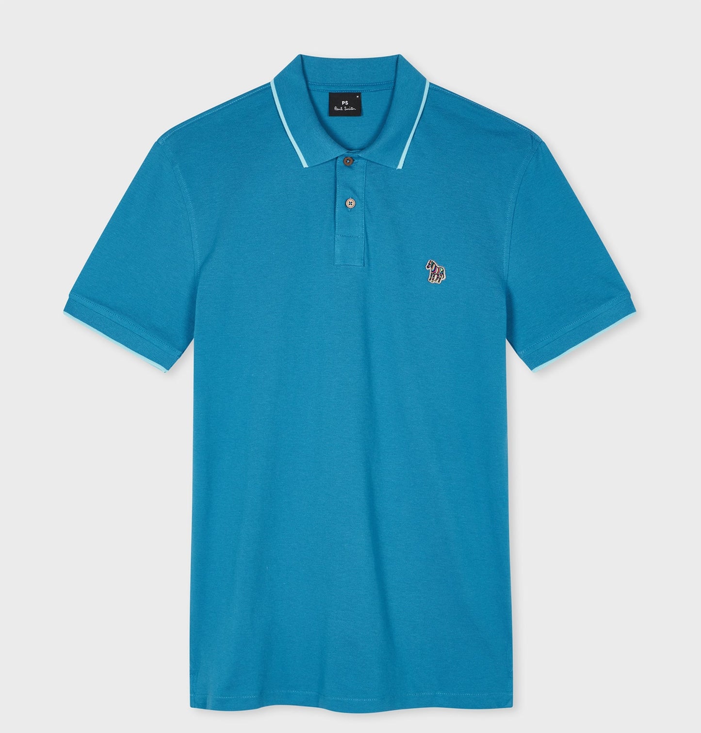 PAUL SMITH PS ZEBRA TIPPED PIQUE COTTON SLIM FIT POLO SHIRT BLUE 2XL RRP £90 NEW