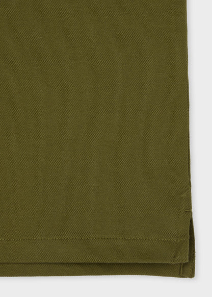 PAUL SMITH PS ZEBRA TIPPED BROAD STRIPE PIQUE COTTON POLO SHIRT KHAKI GREEN RRP £90 NEW