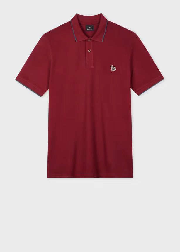 PAUL SMITH PS TIPPED PIQUE COTTON SLIM FIT POLO SHIRT BURGUNDY 2XL RRP £90 BNWT