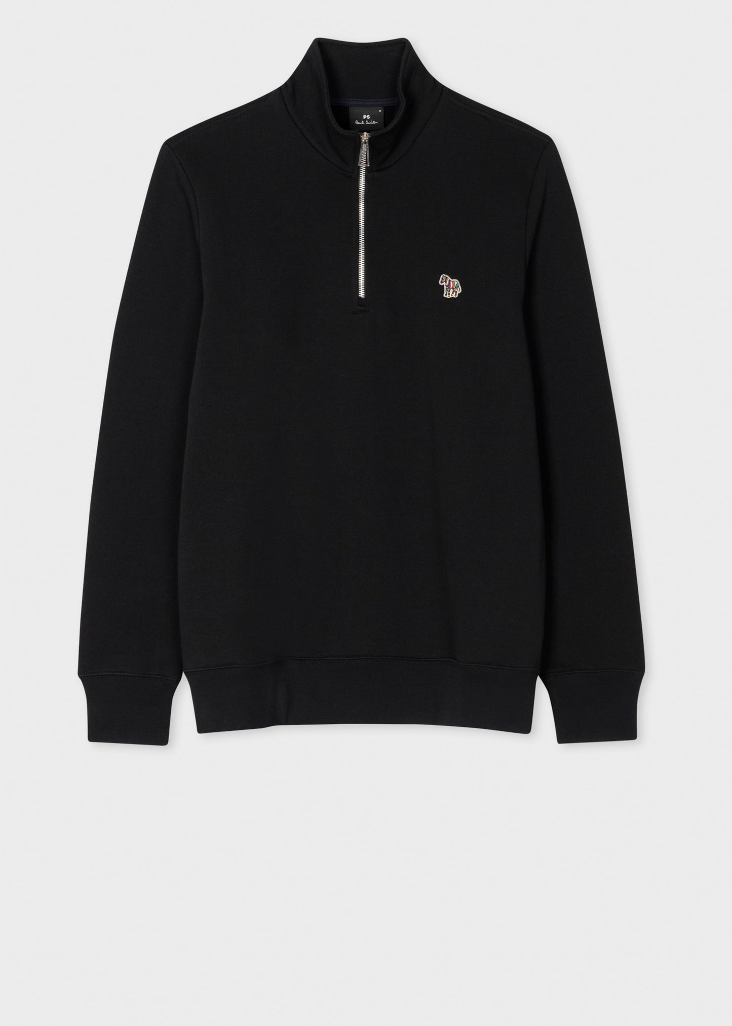 PAUL SMITH PS QUARTER ZIP COTTON FLEECE SWEATSHIRT BLACK RRP £135 BNWT