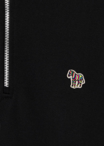 PAUL SMITH PS QUARTER ZIP COTTON FLEECE SWEATSHIRT BLACK RRP £135 BNWT