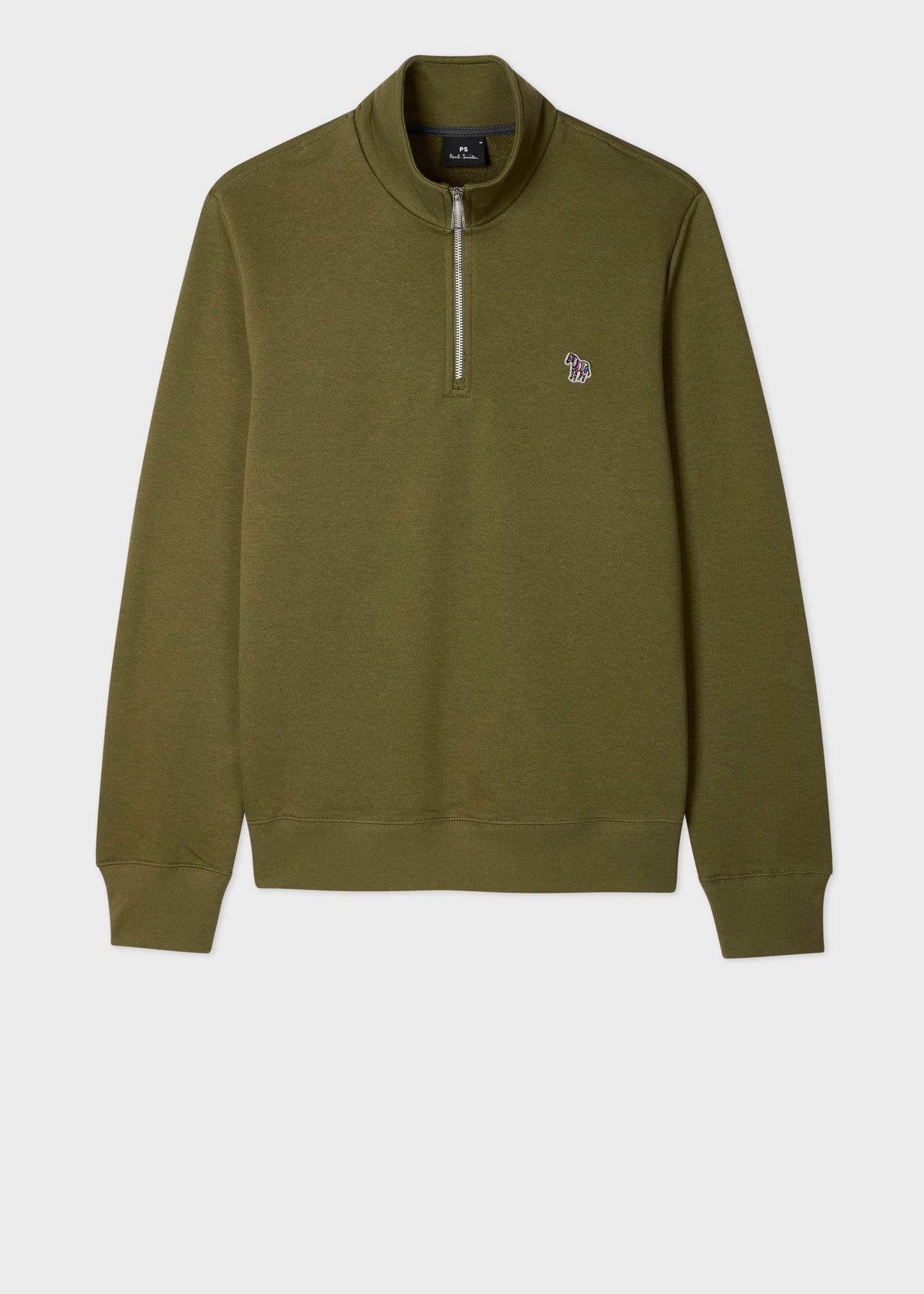 PAUL SMITH PS QUARTER ZIP COTTON FLEECE SWEATSHIRT KHAKI GREEN M RRP £135 BNWT
