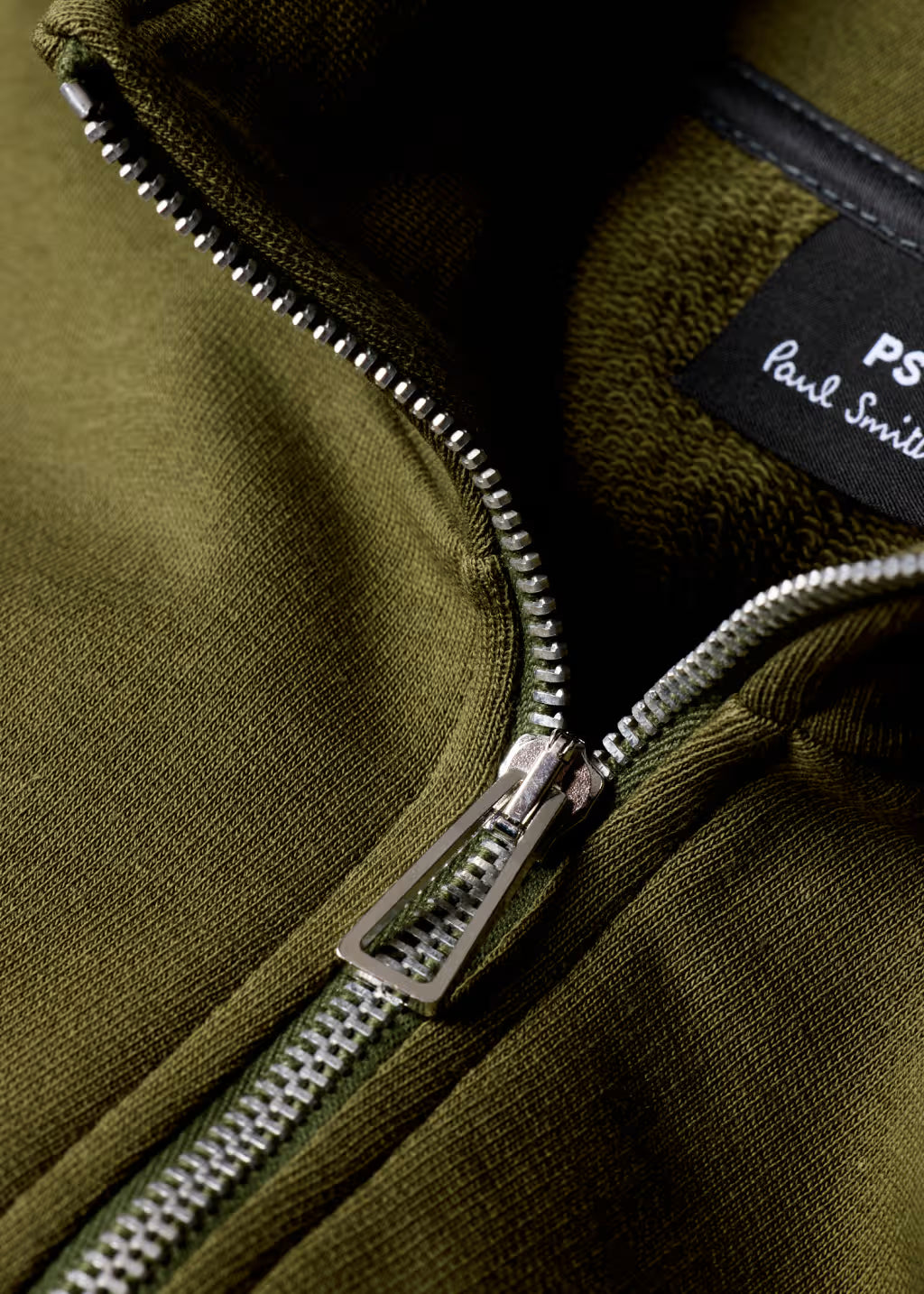 PAUL SMITH PS QUARTER ZIP COTTON FLEECE SWEATSHIRT KHAKI GREEN M RRP £135 BNWT