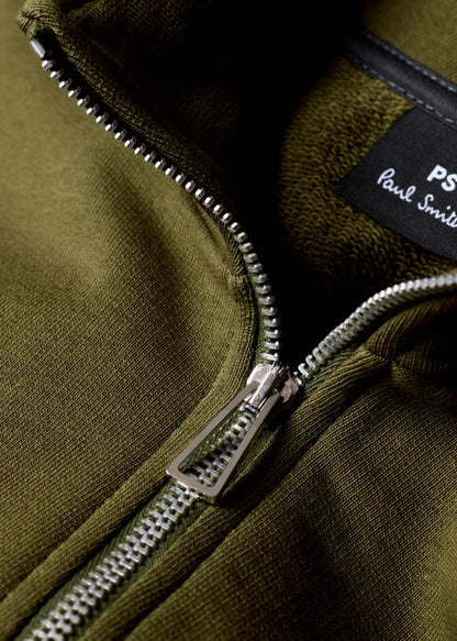 PAUL SMITH PS QUARTER ZIP COTTON FLEECE SWEATSHIRT KHAKI GREEN RRP £135 BNWT