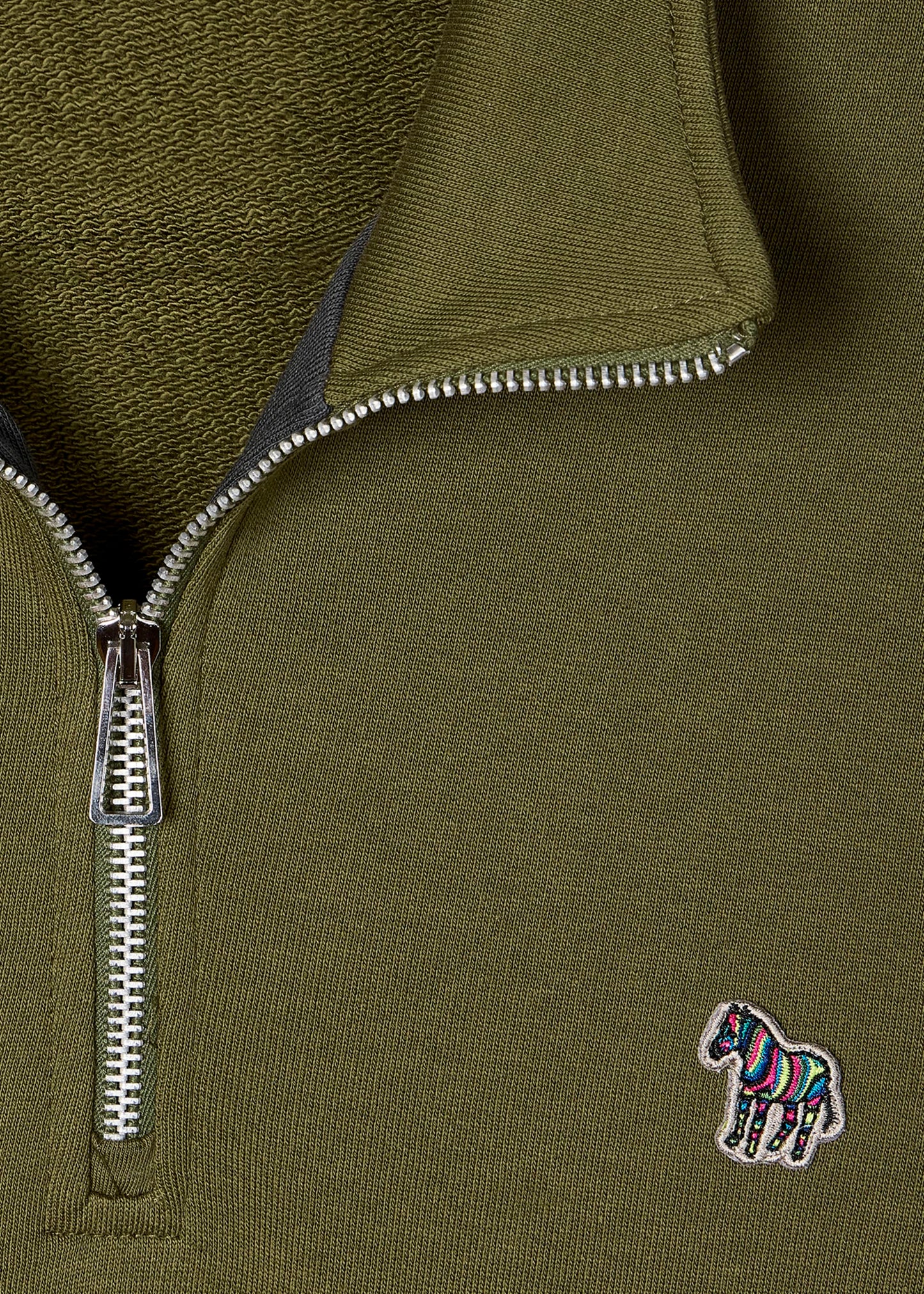 PAUL SMITH PS QUARTER ZIP COTTON FLEECE SWEATSHIRT KHAKI GREEN M RRP £135 BNWT
