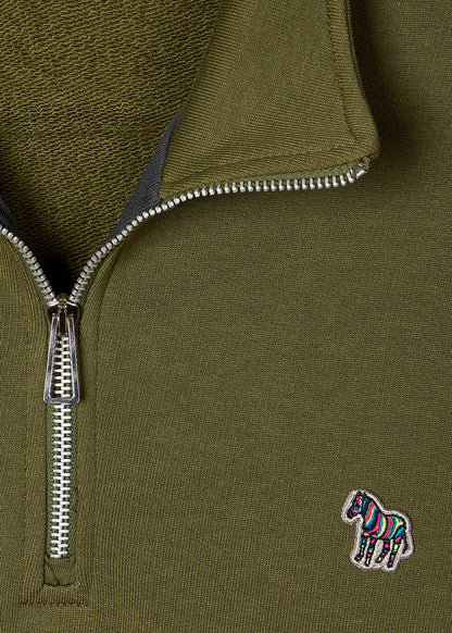 PAUL SMITH PS QUARTER ZIP COTTON FLEECE SWEATSHIRT KHAKI GREEN RRP £135 BNWT