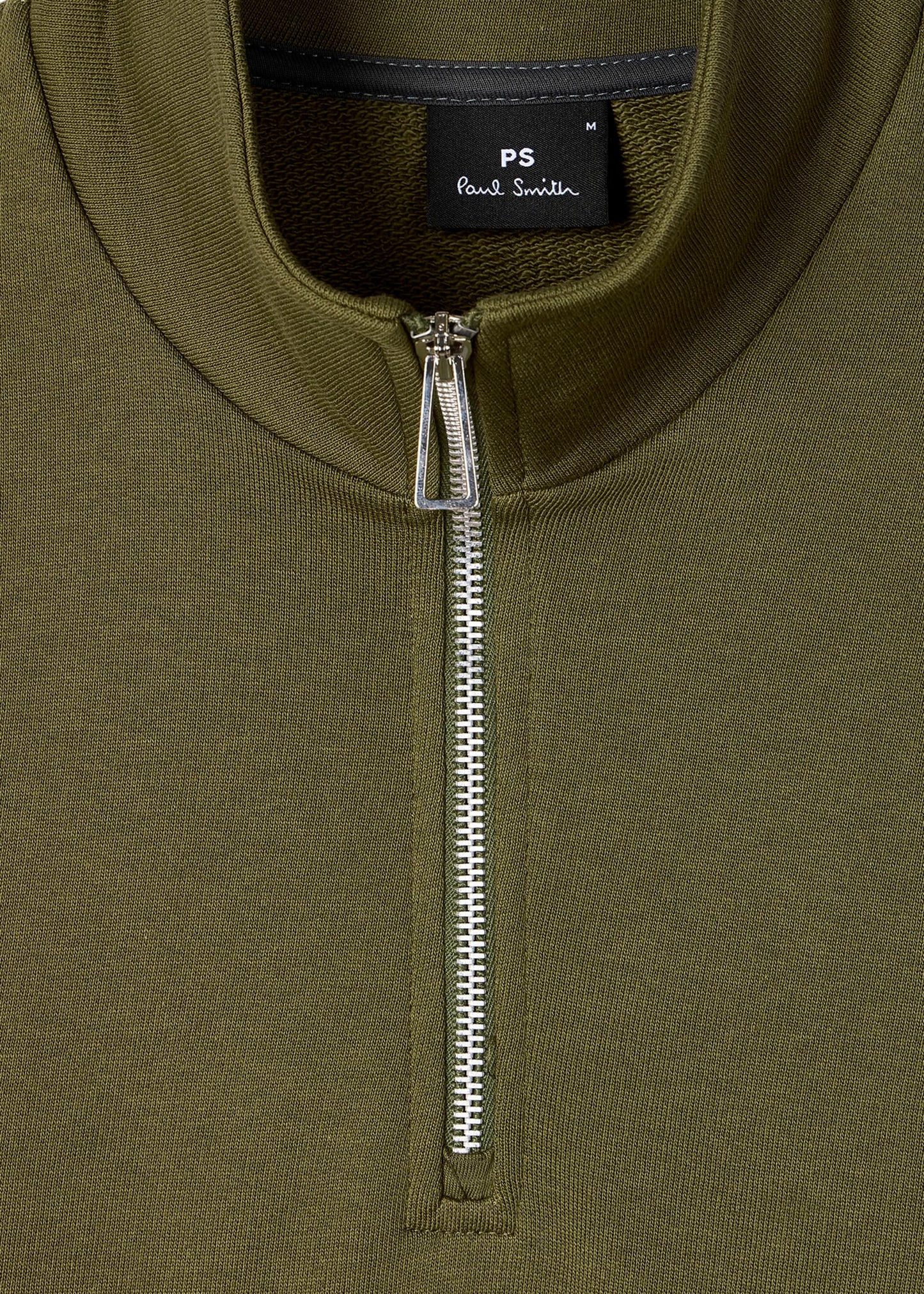 PAUL SMITH PS QUARTER ZIP COTTON FLEECE SWEATSHIRT KHAKI GREEN M RRP £135 BNWT