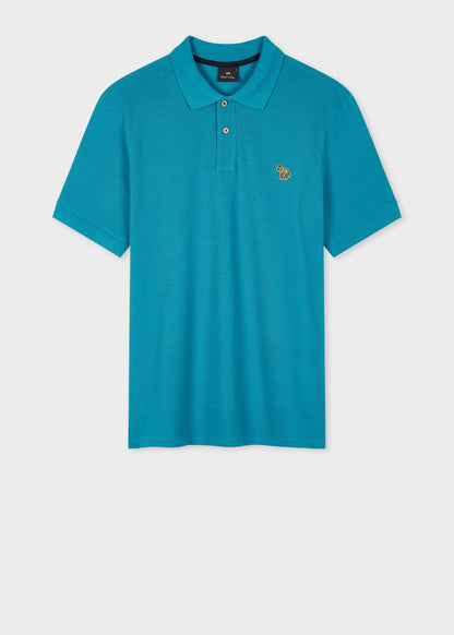PAUL SMITH ZEBRA PIQUE COTTON POLO SHIRT TEAL BLUE (37D) MEDIUM RRP £90 NEW