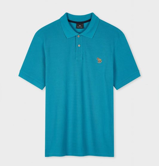 PAUL SMITH ZEBRA PIQUE COTTON POLO SHIRT TEAL BLUE (37D) MEDIUM RRP £90 NEW