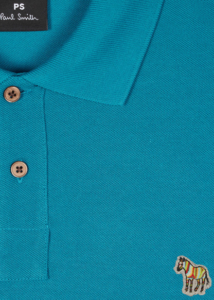 PAUL SMITH ZEBRA PIQUE COTTON POLO SHIRT TEAL BLUE (37D) MEDIUM RRP £90 NEW
