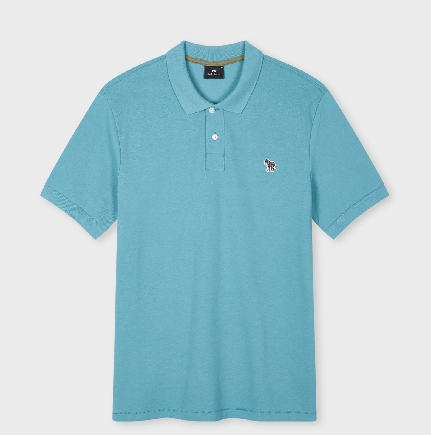 PAUL SMITH PS ZEBRA PIQUE COTTON POLO SHIRT LIGHT TEAL BLUE (32B) RRP £90 BNWT