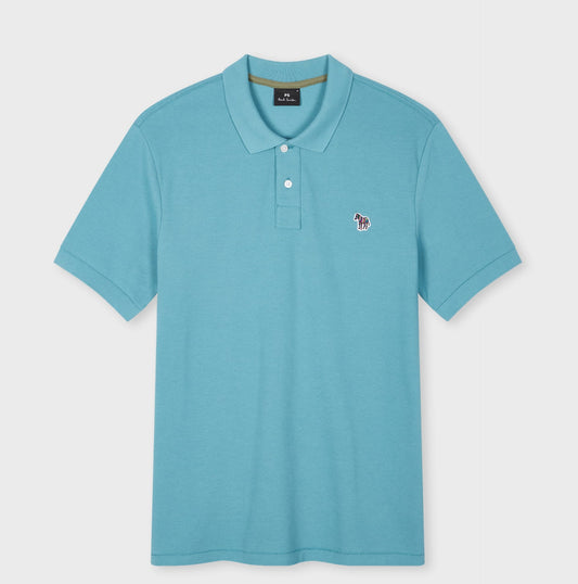PAUL SMITH PS ZEBRA PIQUE COTTON POLO SHIRT LIGHT TEAL BLUE (32B) RRP £90 BNWT