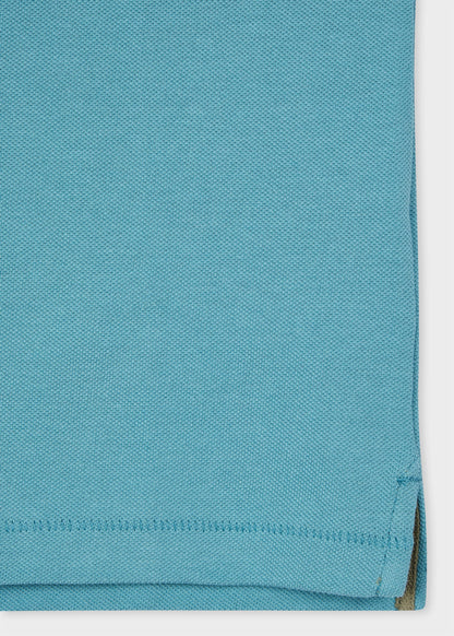 PAUL SMITH PS ZEBRA PIQUE COTTON POLO SHIRT LIGHT TEAL BLUE (32B) RRP £90 BNWT