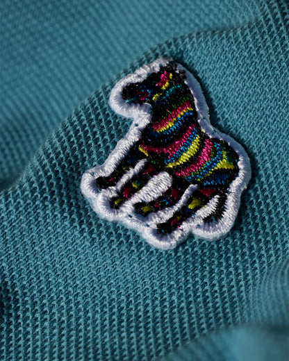 PAUL SMITH PS ZEBRA PIQUE COTTON POLO SHIRT LIGHT TEAL BLUE (32B) RRP £90 BNWT