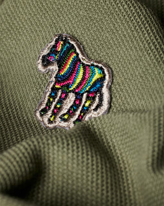 PAUL SMITH PS ZEBRA PIQUE COTTON POLO SHIRT WASHED GREEN (34C) RRP £90 BNWT