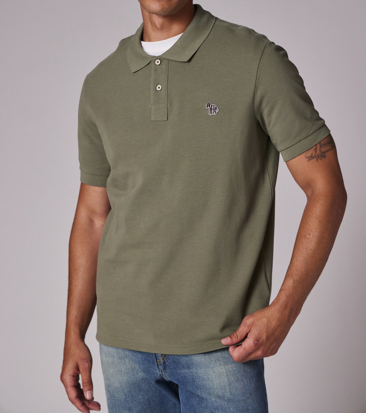 PAUL SMITH PS ZEBRA PIQUE COTTON POLO SHIRT WASHED GREEN (34C) RRP £90 BNWT