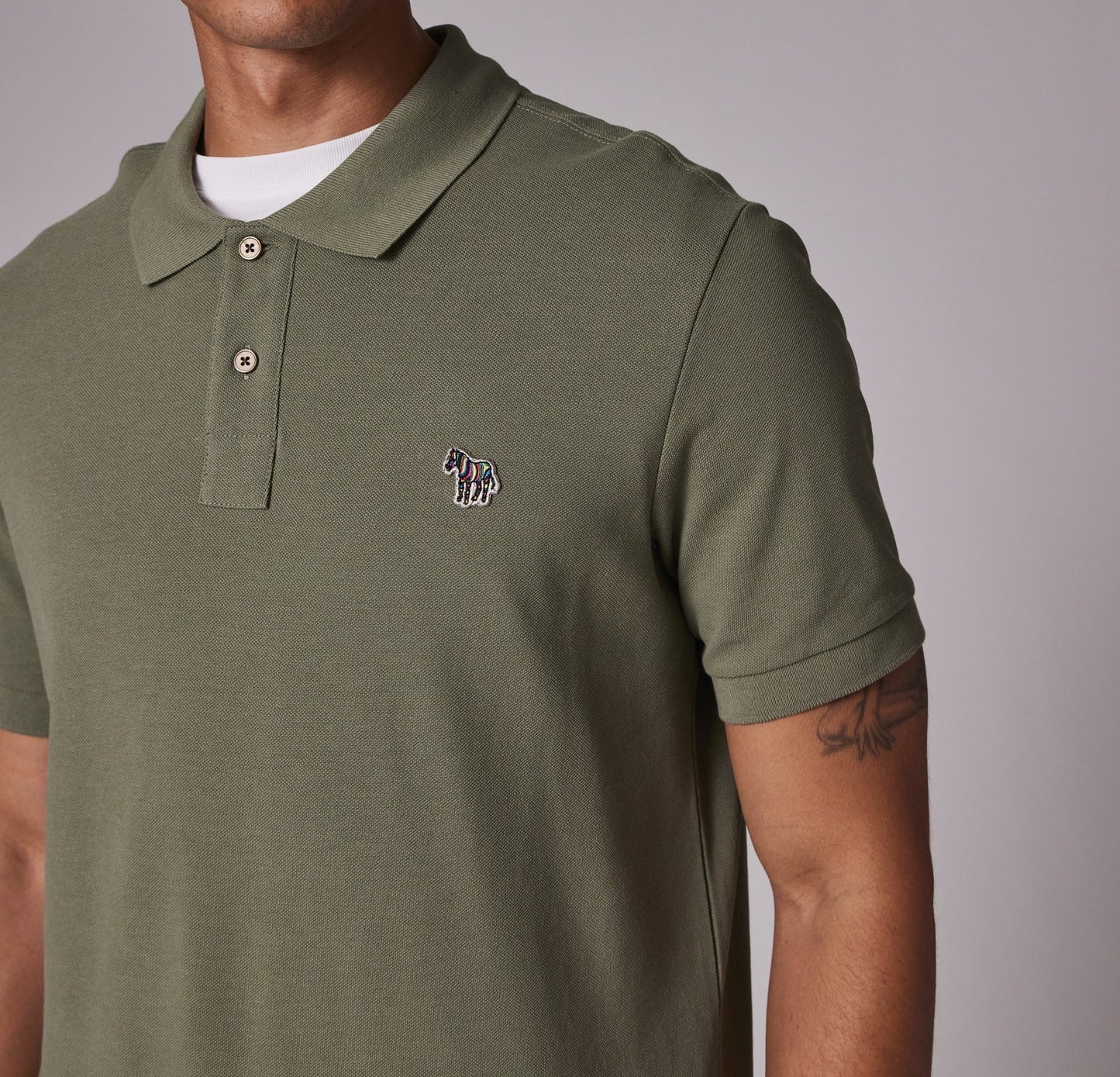 PAUL SMITH PS ZEBRA PIQUE COTTON POLO SHIRT WASHED GREEN (34C) RRP £90 BNWT