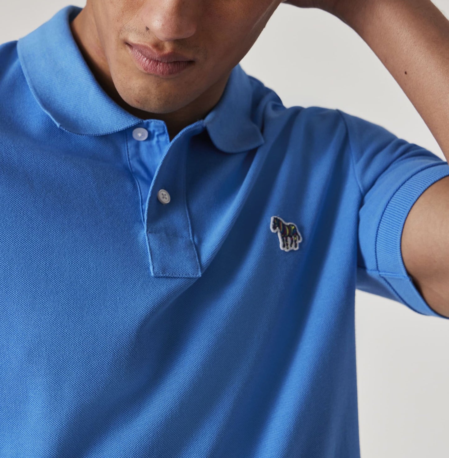 PAUL SMITH PS ZEBRA BADGE PIQUE COTTON POLO SHIRT SEA BLUE (41D) RRP £90 BNWT