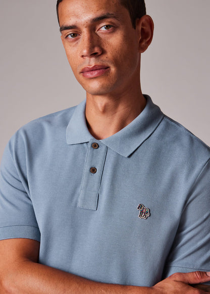 PAUL SMITH PS ZEBRA PIQUE COTTON POLO SHIRT PALE INDIGO BLUE (43J) RRP £90 BNWT