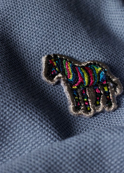 PAUL SMITH PS ZEBRA PIQUE COTTON POLO SHIRT PALE INDIGO BLUE (43J) RRP £90 BNWT