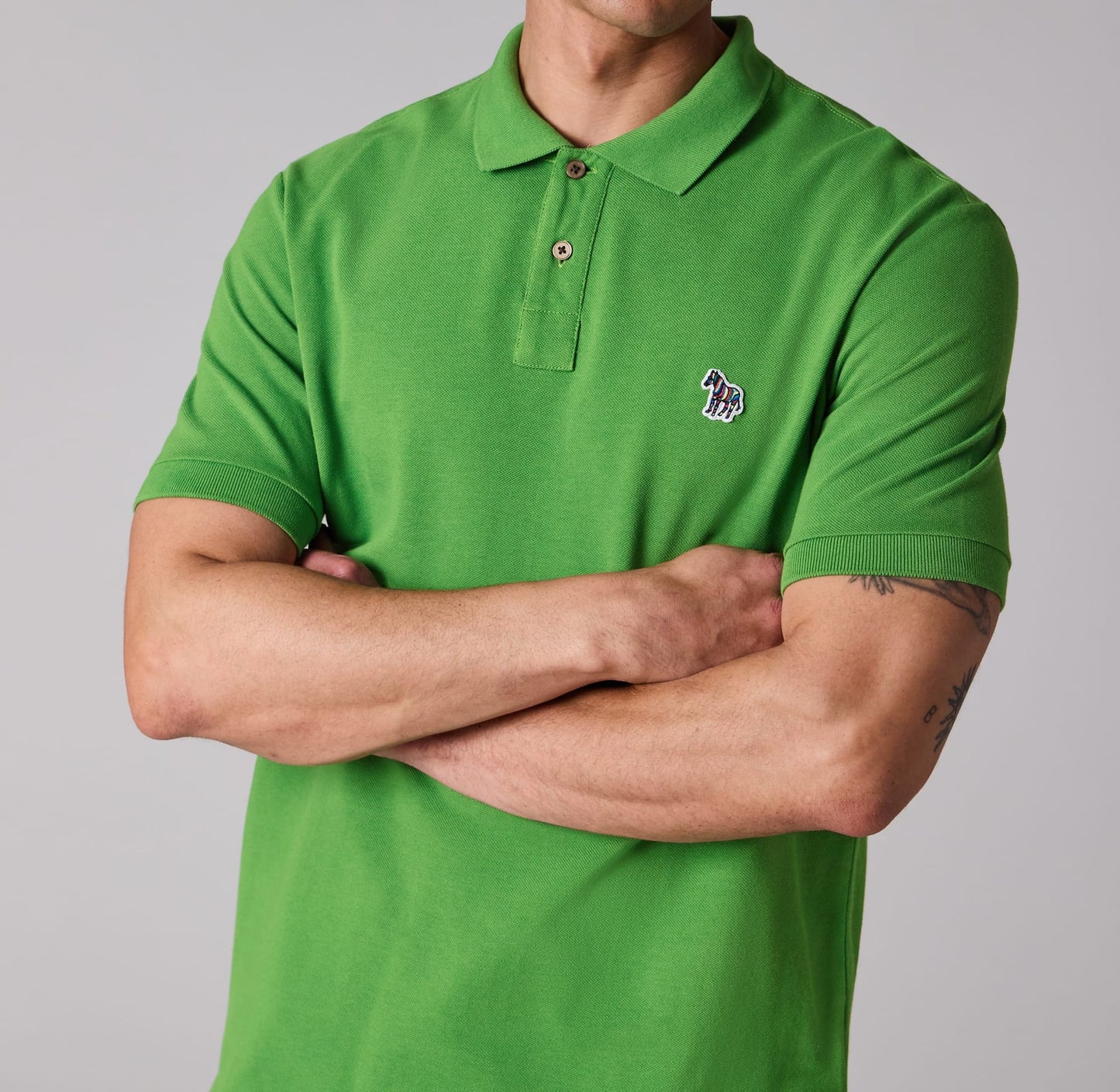 PAUL SMITH ZEBRA PIQUE COTTON POLO SHIRT MID GREEN (33E) RRP £90 NEW