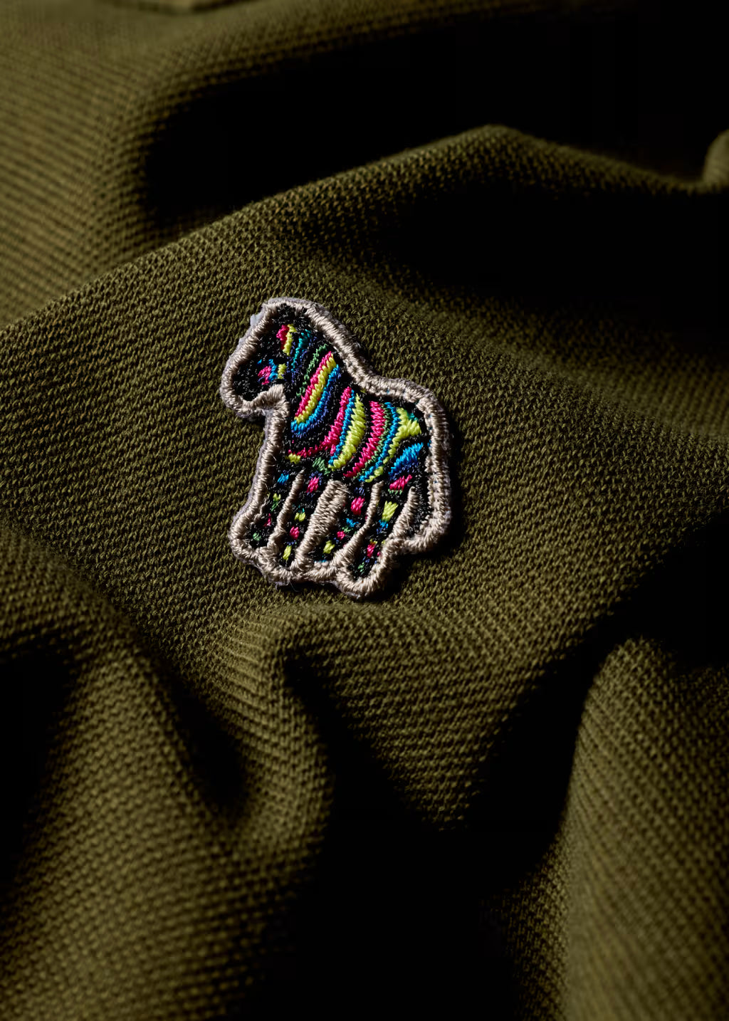 PAUL SMITH ZEBRA PIQUE COTTON POLO SHIRT KHAKI GREEN (36F) RRP £90 NEW