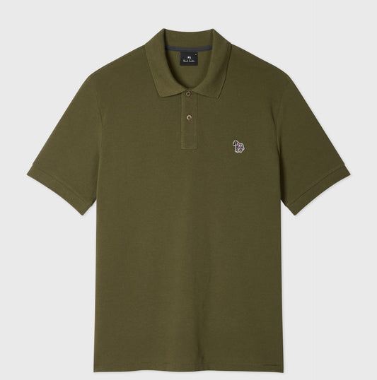 PAUL SMITH ZEBRA PIQUE COTTON POLO SHIRT KHAKI GREEN (36F) RRP £90 NEW