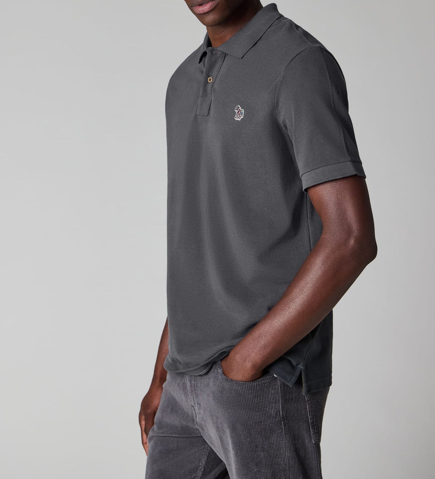 PAUL SMITH PS ZEBRA PIQUE COTTON POLO SHIRT CHARCOAL GREY L RRP £90 BNWT