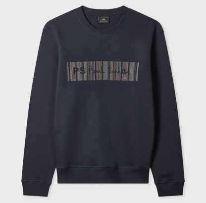 PAUL SMITH PS STITCH STRIPE EMBROIDERED SWEATSHIRT NAVY BLUE LARGE RRP £145 BNWT